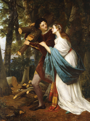 Woodland Lovers, (oil on canvas)
