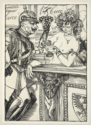 Veritable liqueur Circ, illustration from The Kaiser's Garland by Edmund J. Sullivan, pub. 1916 (litho)