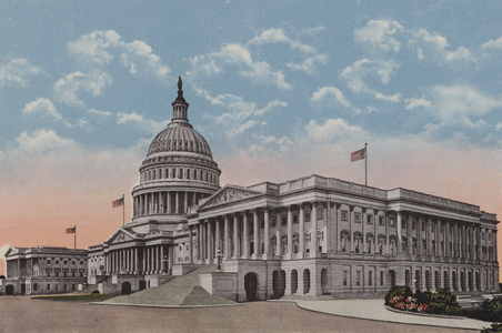 The United States Capitol, Washington DC (colour litho)