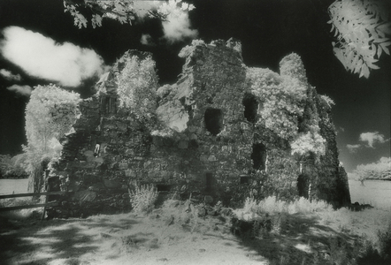 Gight Castle, Aberdeenshire, Scotland (b/w photo)