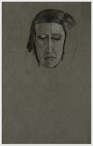 Head of a Woman, 1943 (black & white conte on Ingres paper)