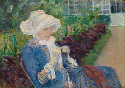 Lydia Crocheting in the Garden at Marly, 1880 (oil on canvas)