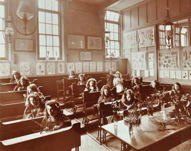 William Street School: nature study, 1908 (b/w photo)