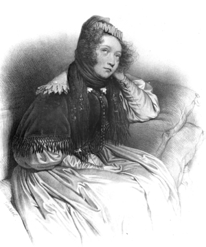 French actress Marie Delaunay called Marie Dorval (1798-1849), lithography by Leon Noel