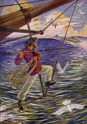 Illustration for Twenty Thousand Leagues Under The Sea by Jules Verne (colour litho)