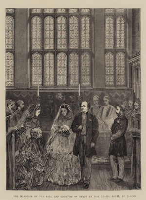 The Marriage of the Earl and Countess of Derby at the Chapel Royal, St James's (engraving)