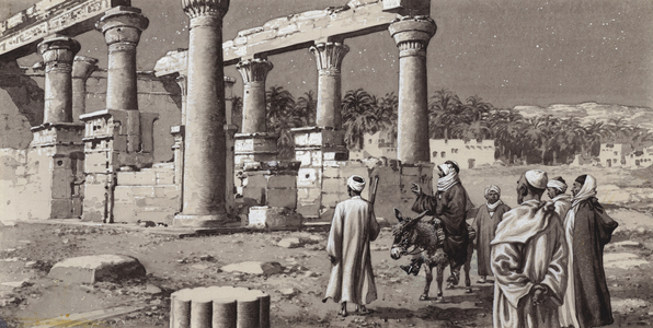 A ruined temple in Egypt (gouache on paper)