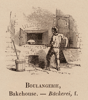 Le Vocabulaire Illustre: Boulangerie; Bakehouse; Backerei (engraving)