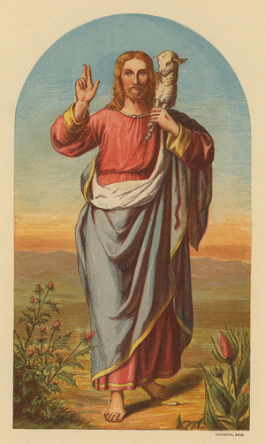 The Good Shepherd (colour litho)