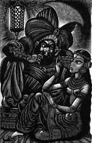 Scheherazade, by Edgar Allan Poe, 1944 (wood engraving)