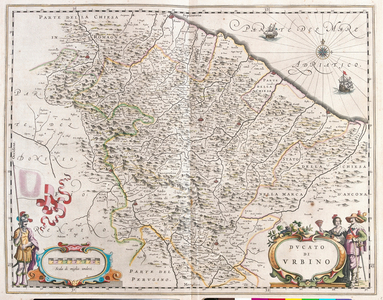 Pesaro and Urbino, Italy, in 'Theatrum Orbis Terrarum, sive Atlas Novus' by Willem Blaeu, Amsterdam, 1645-50