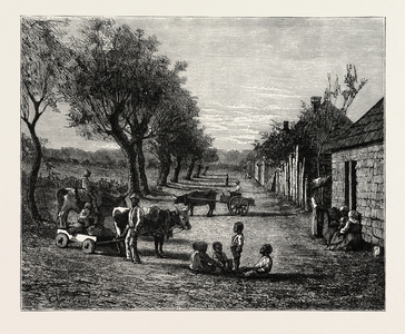 A Village in Georgia,USA, 1870s Engraving