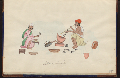 Silversmiths at work, 1885 (drawing)