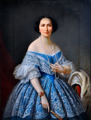 Portrait of a woman in blue, 19th century (oil on canvas)