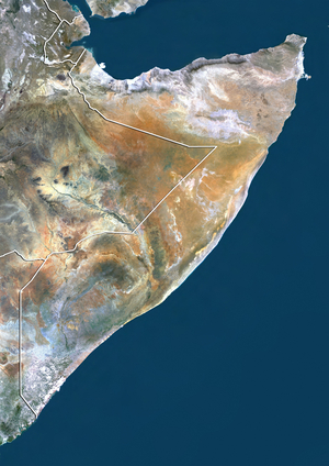 Somalia, True Colour Satellite Image With Border