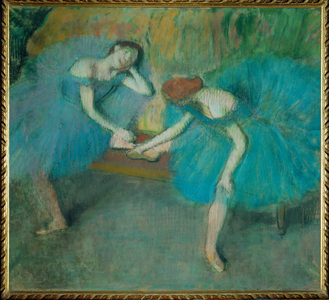Two dancers resting, or Two dancers in blu (pastel)