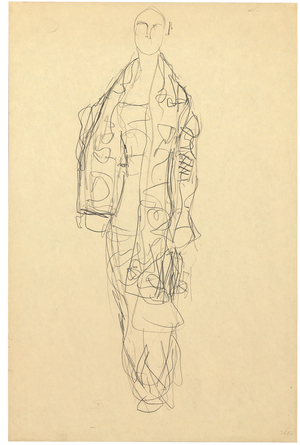 Standing Lady with Cape, c.1914-16 (pencil on paper)