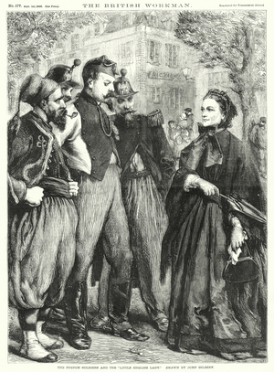 The French Soldiers and the "Little English Lady" (engraving)