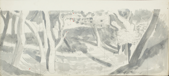 Landscape with path, c.1930 (pencil & watercolour on squared paper)