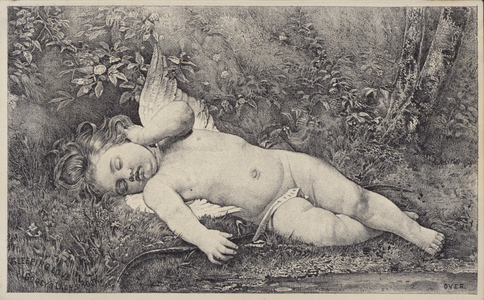 Sleeping Love, trade card for Godey's Lady Book (litho)