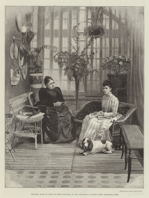 Princess Mary of Teck and her Daughter on the Verandah at White Lodge, Richmond Park (engraving)