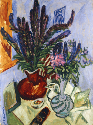 Still Life with a Vase of Flowers; Stilleben Mit Blumenvasen, 1912 (oil on canvas)