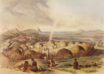 Typical kraal near the Umlazi River in Natal, 1849 (lithograph)