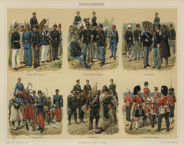 Infantry of European armies (colour litho)
