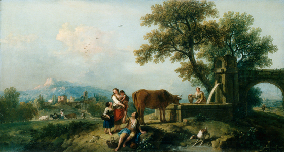 A Pastoral Scene with Cowherds, c.1750 (oil on canvas)