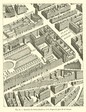 Quartier du Palais-Royal en 1739, d'apres le plan dit de Turgot (engraving)