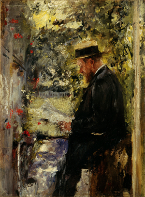 Veterinarian Reindl in the Arbor, c.1890 (oil on mahogany wood)