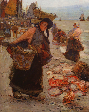 Dutch Fish Market (colour litho)