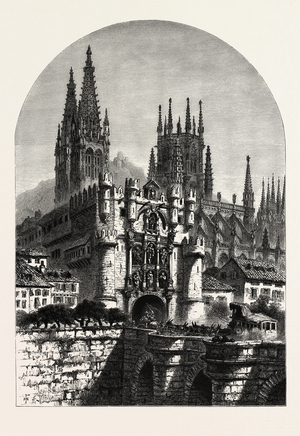 Puerta De Santa Maria, Burgos, Spain, 19th Century Engraving