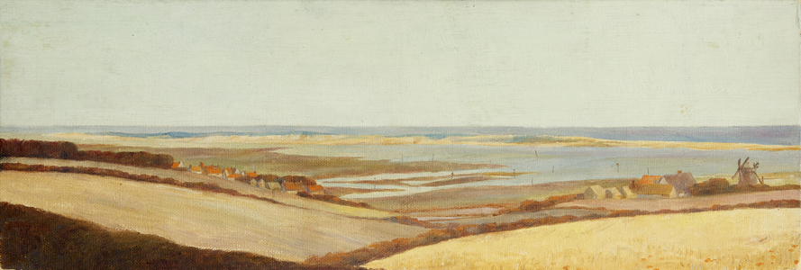 A Seaview with Windmill, Cley-next-the Sea, Norfolk, 1909 (oil on board)