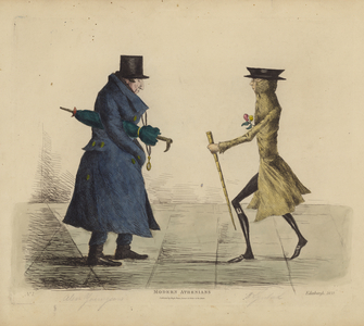 Eminent Edinburghians, aka Modern Athenians, Alexander Youngson, John Sheriff, alias Doctor Syntax (coloured engraving)