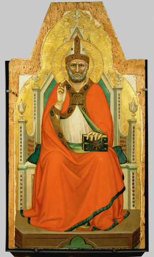 Saint Peter or a holy bishop (painting on wood)
