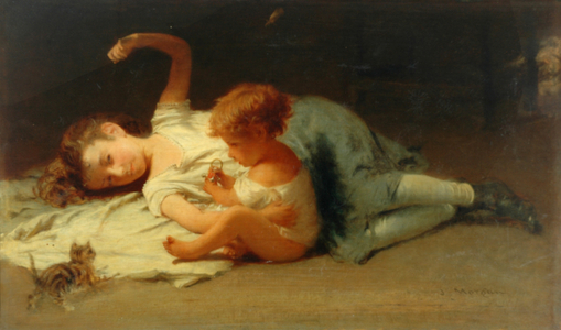 Playmates (oil on canvas)