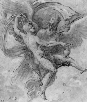 The Rape of Ganymede (chalk, pen & ink and wash on paper)