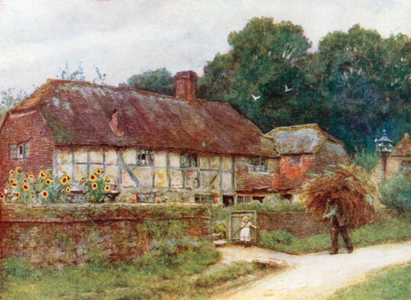 In Witley Village (colour litho)