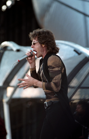 Oslo 19950609. Rolling stones on stage during the concert at Valle Hovin. Mick Jagger in action …, 1995 (photo)