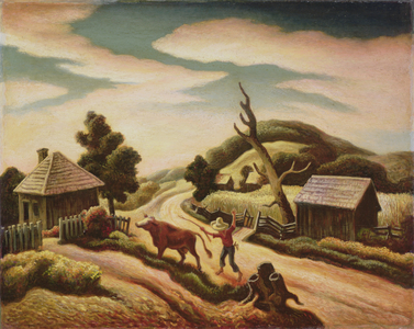 Across the Curve of the Road, 1930 (oil on canvas)