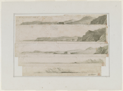 Kerguelen islands'.Four landscape views of the Keruelen islands.
