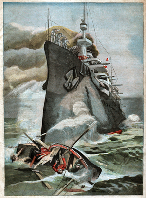 Accident de bateaux. Crash between ships.