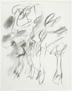 Untitled (Two Figures), 1960-1975 (charcoal on laid paper)