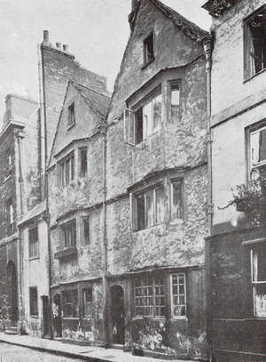 Old Houses, Oxford: Early 17th century, House in Pembroke Street, doomed to destruction by the street widening scheme (b/w photo)