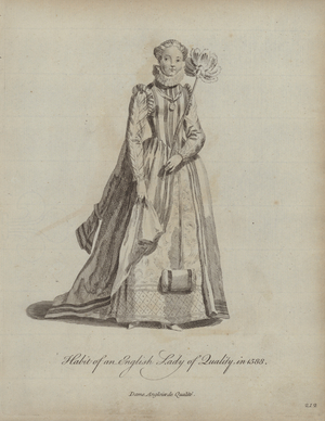 Habit of an English Lady of Quality in 1588 (engraving)