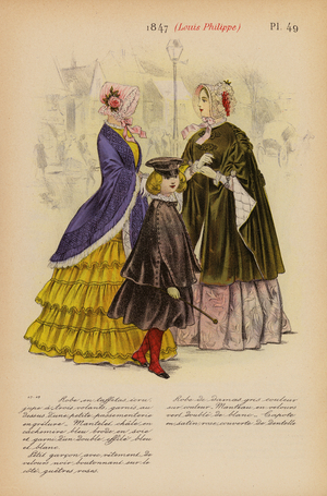 French fashion: 1847, Louis-Philippe (colour litho)