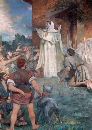 Ste Genevieve calms the Parisians, 19th century (Painting)