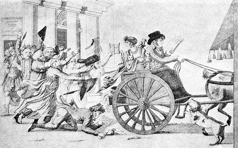 French Theatrical directors flee a revolutionary mob