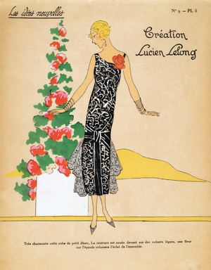 Design for an evening dress from Création Lucien Lelong, Les Idées Nouvelles, 1927 (pochoir print on tissue paper)